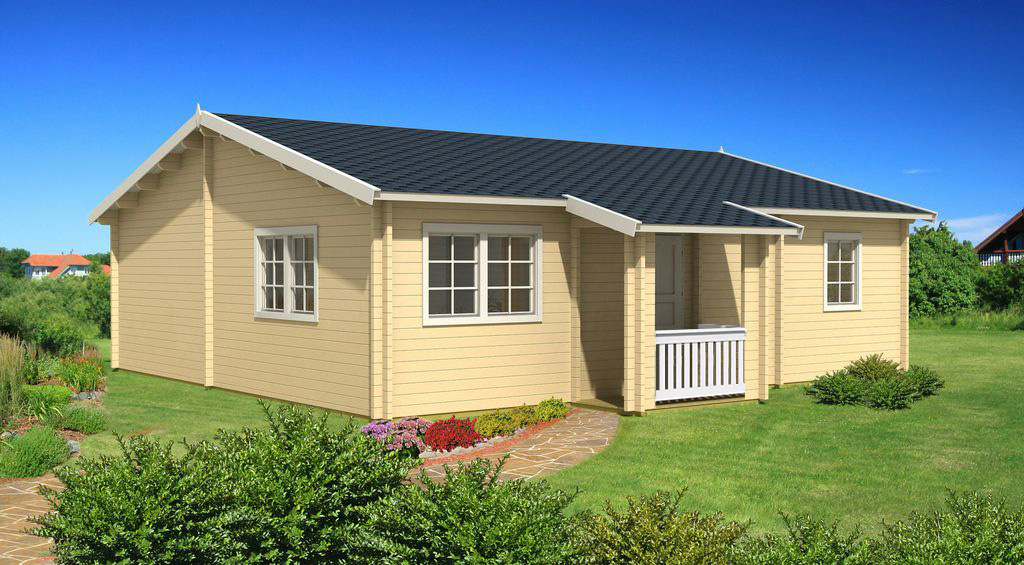 Light yellow single story house.