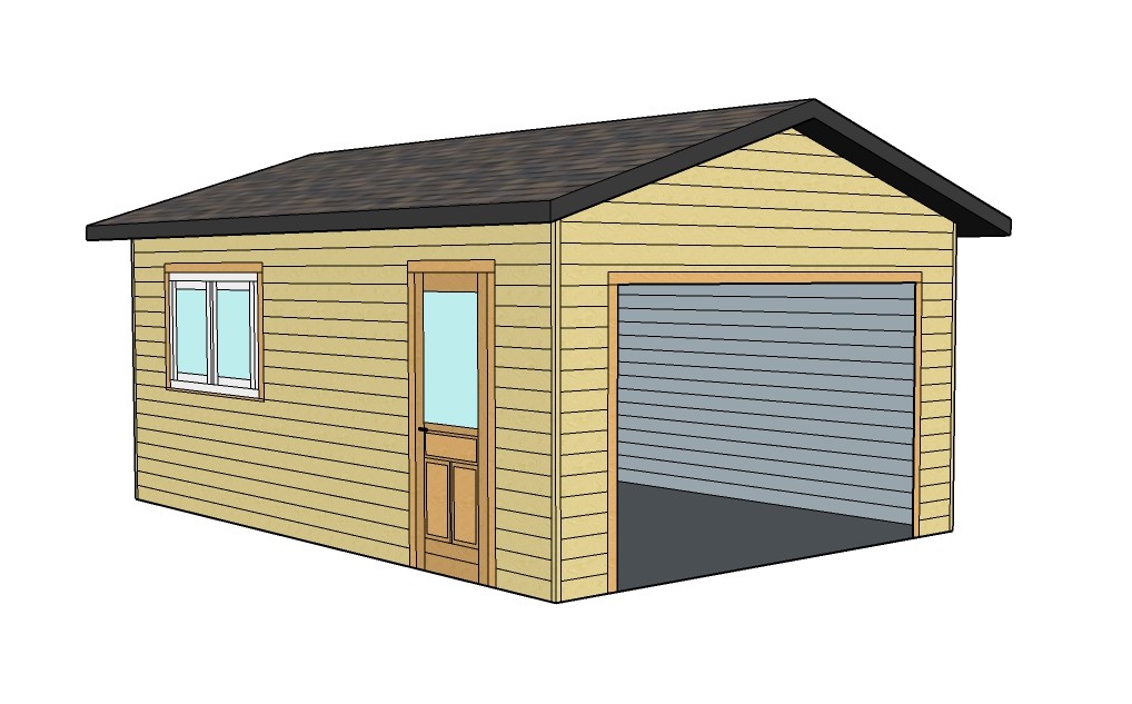 3d sketch of a single car wooden garage